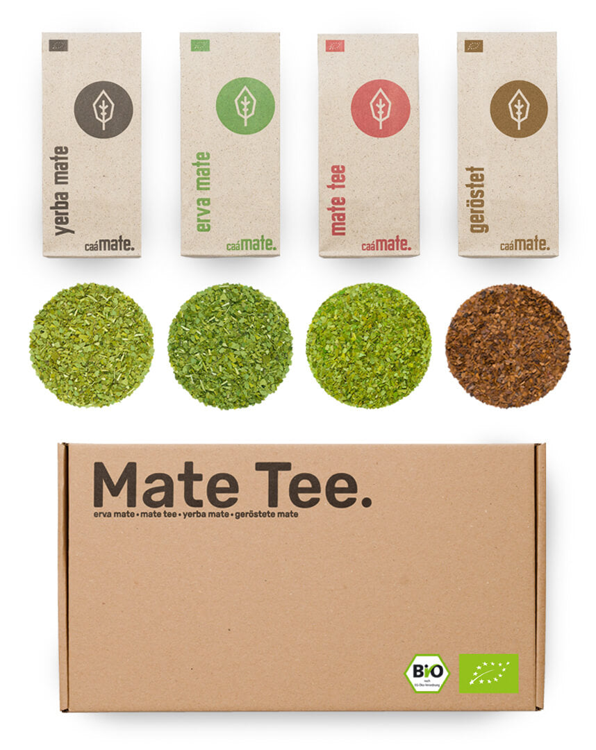 erva mate, yerba mate, mate tee grün, geröstete mate probierset
